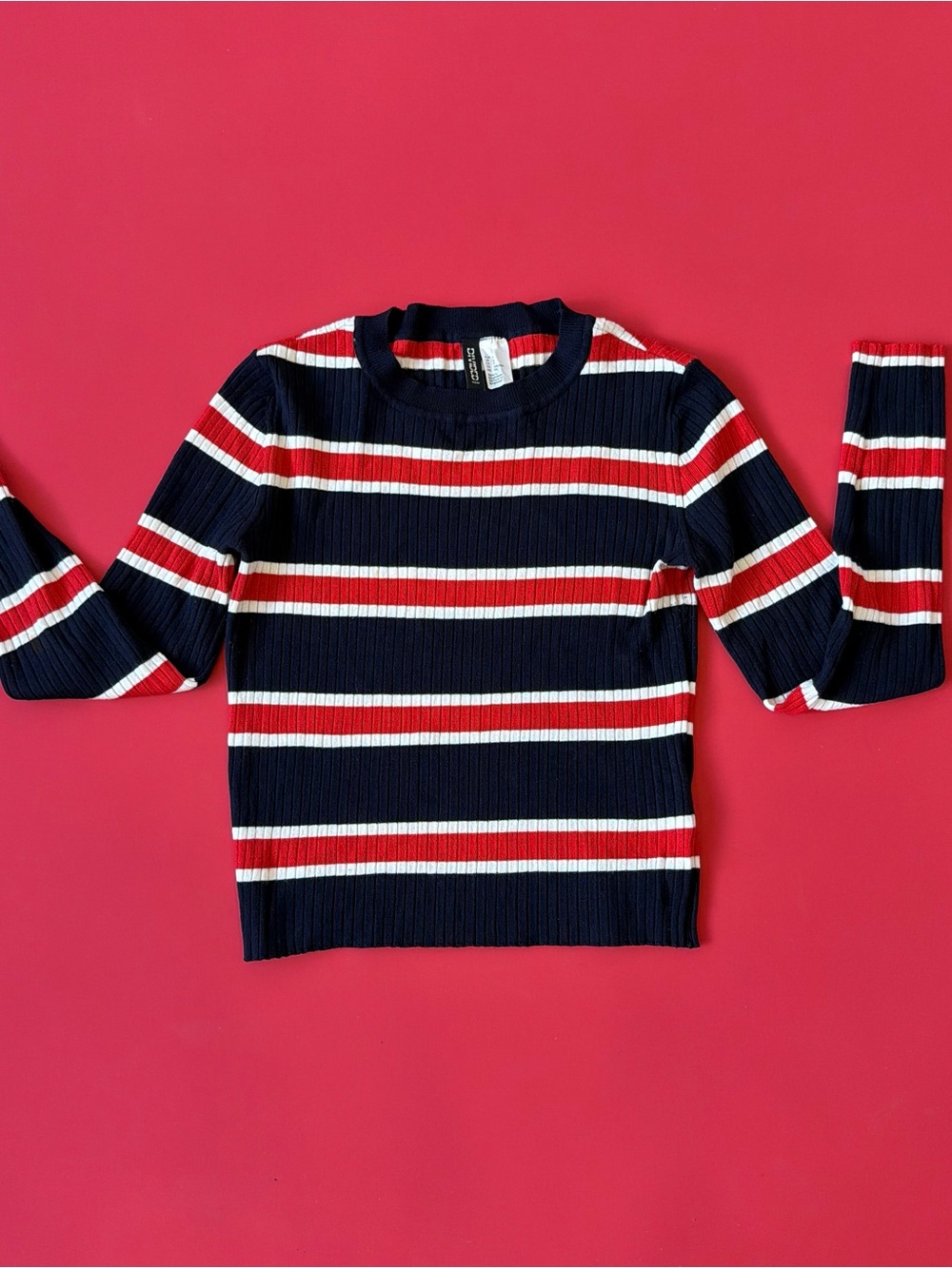 H&M Navy Marine Style Long-Sleeve Top - Red & White Stripes